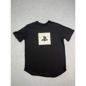 Kids Black PlayStation Logo Graphic T Shirt Short Sleeve Casual Gaming Top